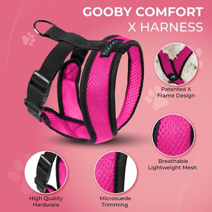 Нашийник для собак Gooby Comfort X Medium, для прогулянок та дому, комфортний, без ризику задушення, рожевий