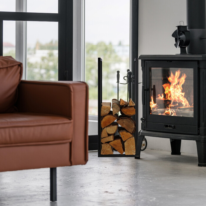 Relaxdays Black Metal Firewood Rack