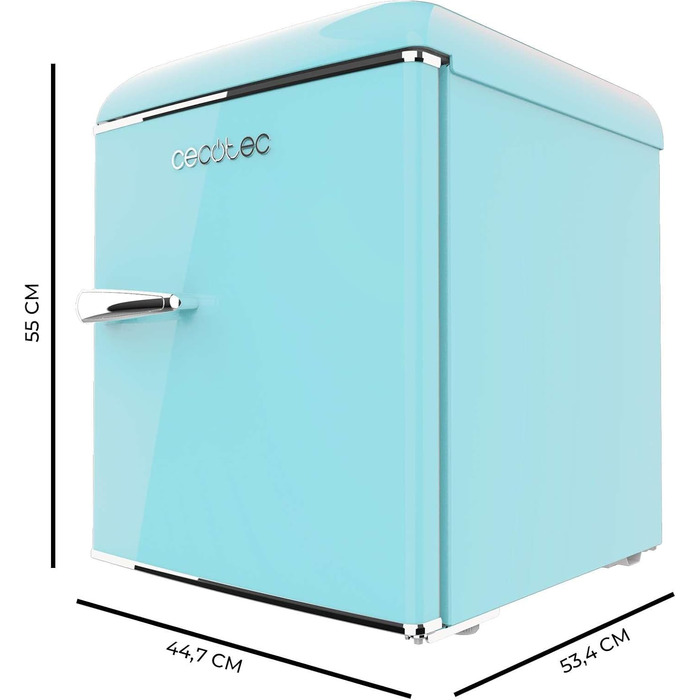 Cecotec Retro Mini Fridge - 45L Compact Refrigerator with Chrome Handle & Freezer Compartment - Red