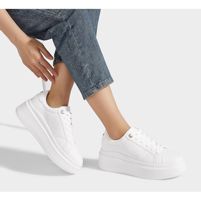 Жіночі кросівки на платформі LUCKY STEP, білі, з екошкіри, зручні повсякденні, розмір 38 EU