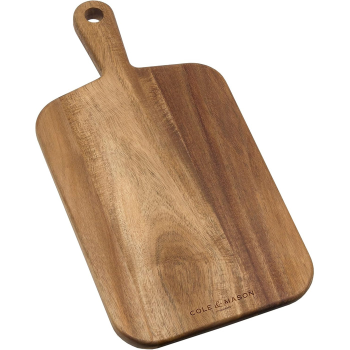 Cole & Mason H722131 Barkway Acacia Wood Cutting Board, Small, Serving Board/Wooden Board/Board with Handle, Not Dishwasher Safe