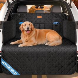 Захист для багажника автомобіля від собак: борти та захист від порогу - універсальний килимок для багажника, водонепроникний та стійкий до подряпин. Підходить для авто, універсалів, SUV (чорний, преміум)