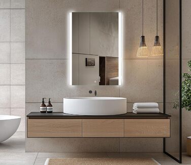 Дзеркало для ванної кімнати Venti 50x70 см з підсвічуванням, LED дзеркало для ванної кімнати, вертикальне, настінне