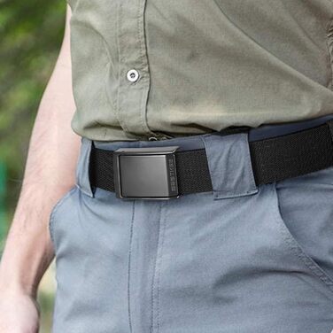 Тактичний чоловічий пояс BESTKEE, 3.8 см, регульований нейлоновий пояс з металевою пряжкою, чорний, розмір M (91-105 см)