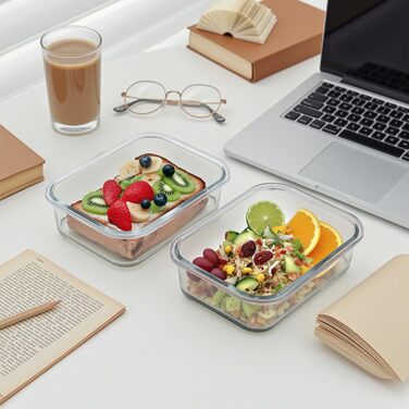 Набір скляних контейнерів для зберігання їжі, 10 шт., з кришками з преміум-пластику, герметичні, BPA-free, блакитні