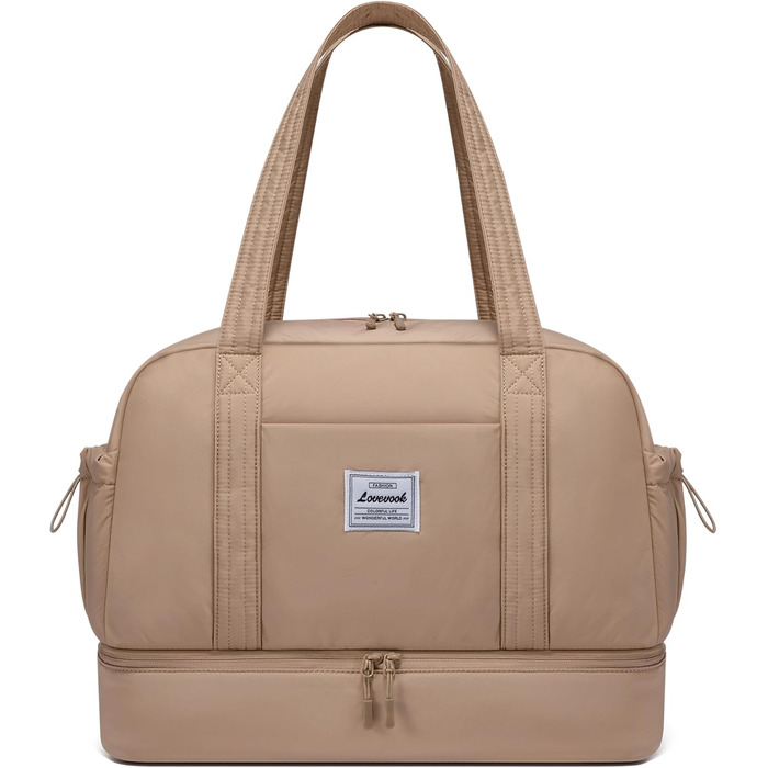 Сумка-мішок LOVEVOOK для подорожей, ручна поклажа, жіноча, велика, з відділенням для взуття, для спорту, фітнесу, подорожей, сауни, клініки, пологів, Khaki