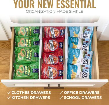 RAPTUROUS Adjustable Deep Drawer Dividers – 6 inches high, expandable 13–22 inches, 8 Pack, Non-Slip Drawer Dividers for Clothes, Dresser, Kitchen, and Office (white)