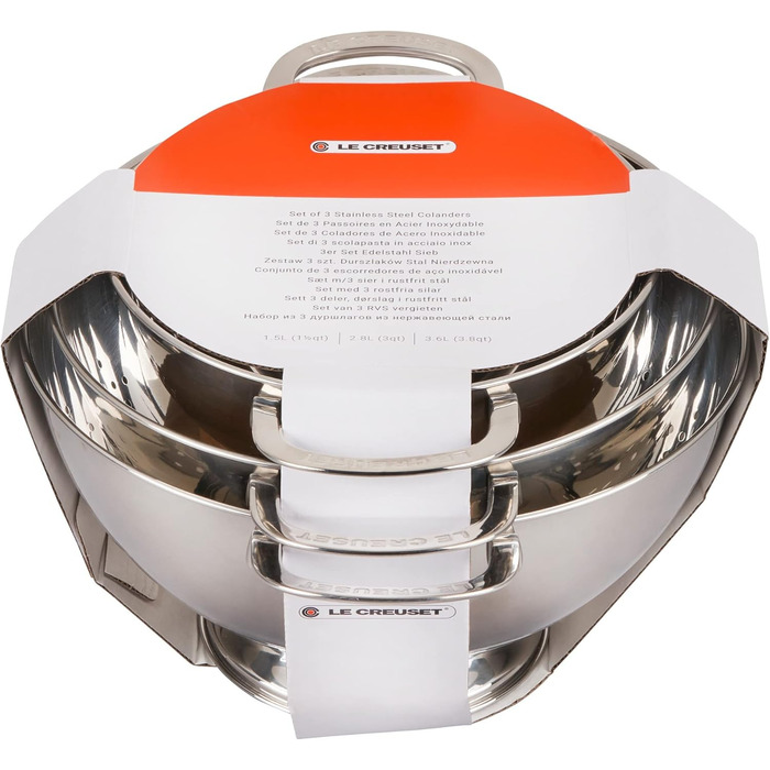 Le Creuset Set of 3 Stackable Saute Pans, Large, Stainless Steel