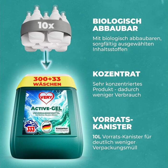 Універсальний рідкий засіб для прання VERY® Gel, 10 л, каністра