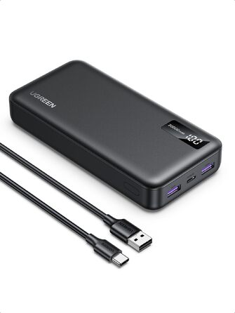 Повербанк UGREEN 20000mAh 22.5W з USB-C та 2 USB-A, зовнішній акумулятор для iPhone 16/17, Samsung Galaxy S26 Ultra, Google Pixel 10
