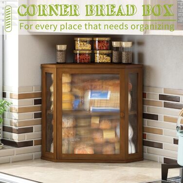 Браун Box Eck-Brotkasten для кухні, на стільницю, двошаровий, бамбук, чорний, великий об'єм