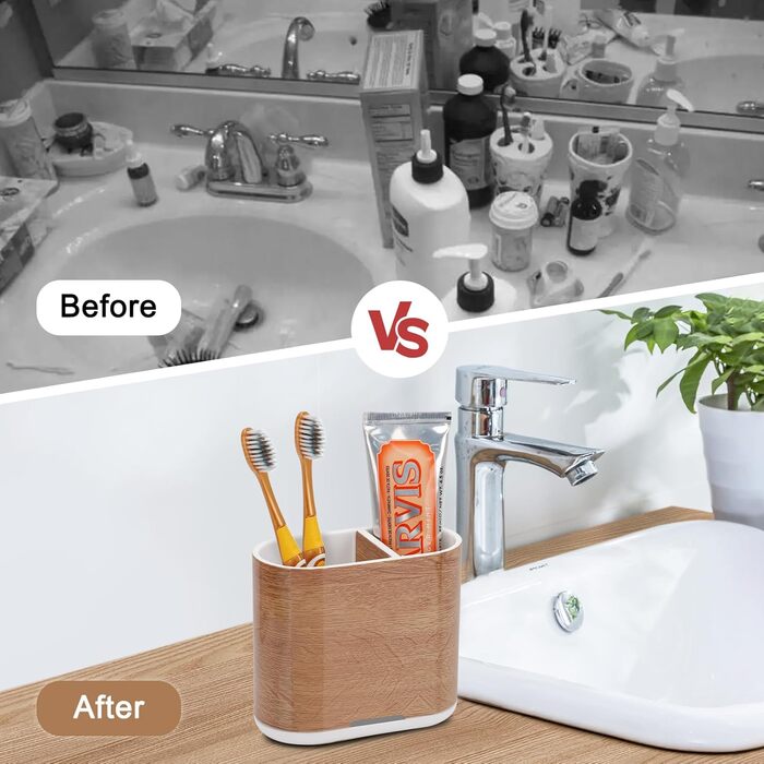 Тримач для електричної зубної щітки: органайзер для ванної кімнати з піддоном для води, сімейний, дитячий (дерев'яний малюнок, середній)