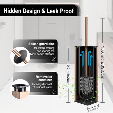 Набір для туалету BVL з щіткою та тримачем, метал, рожеве золото, 2 насадки