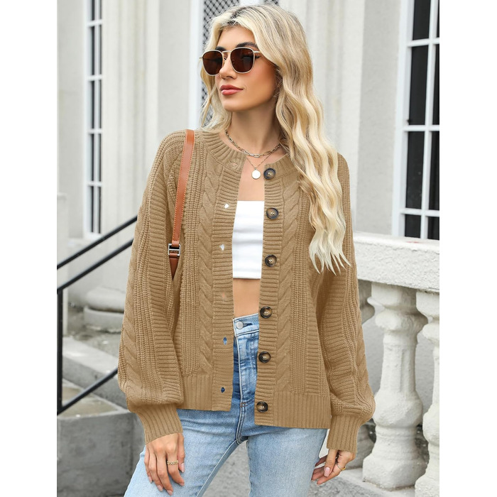 Жіночий кардиган Rapbin: короткий рукав, в'язаний, вільний крій, з ґудзиками (Хакі, XL)