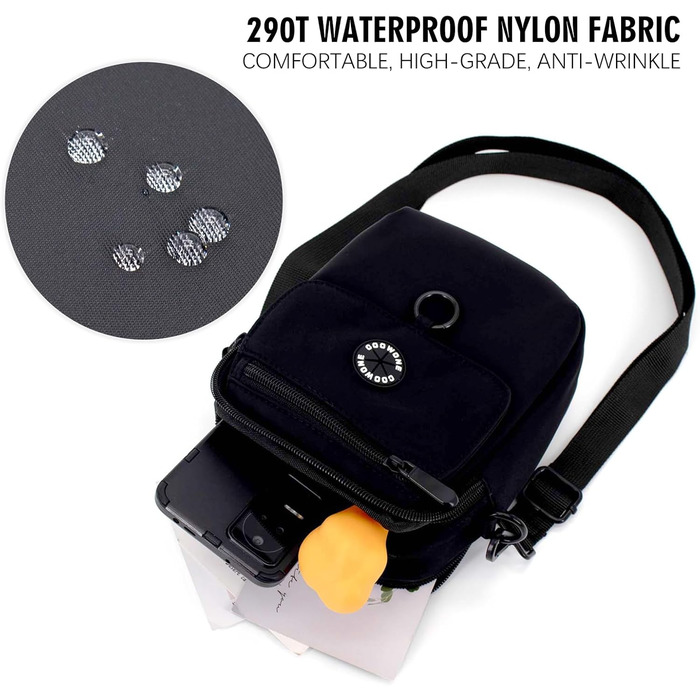 Сумка для собак COOWONE Leckerli-Tasche, чорна, водонепроникна, з тримачем для відходів, регульований плечовий ремінь, для дресирування, прогулянок