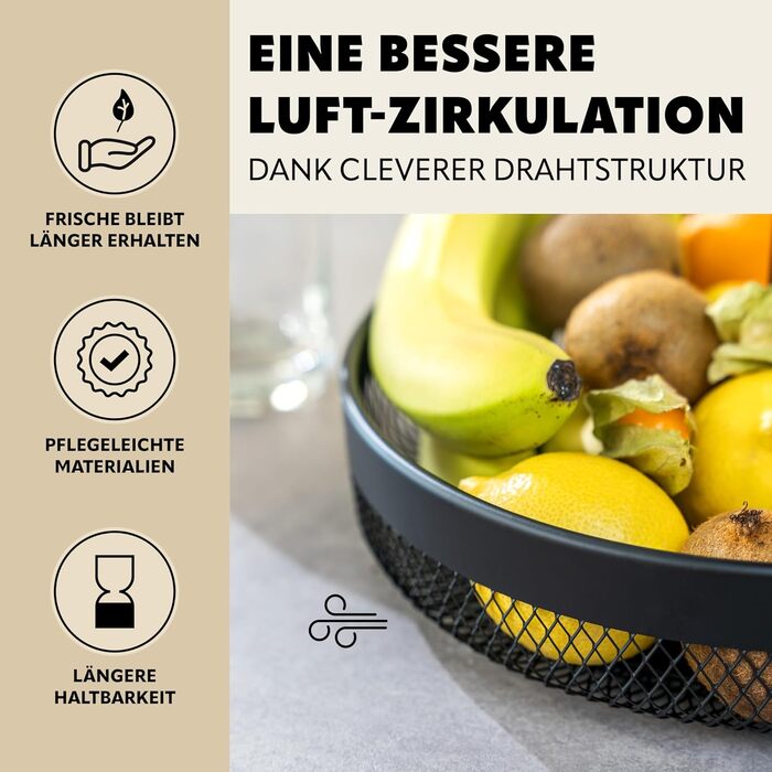 Двоярусна кругла фруктова тарілка Eluno / Корзина для хліба, металева, чорна | Для кухні та вітальні
