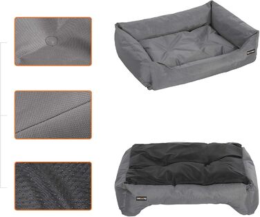 Feandrea Luxus Dog Bed, XL, Dog Cushion, made of Oxford fabric, with a non-slip bottom, 100 x 70 cm PGW28H (L 100 x W 70 x H 28 cm, Grey)