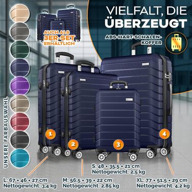 Набір валіз tillvex® з аксесуарами (4 предмети), темно-синій: ваги для багажу, 2 ремені та 4 бірки