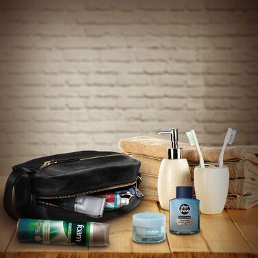 Чорна дорожня сумка Londo Echtleder з культурою та косметичною сумкою - унісекс