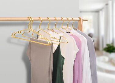 Amber Home 20-Piece 42cm Lightweight Aluminum Iron Clothes Hangers, Matte Gold Metal Clothes Hangers with Non-Slip Groove for Suit, T-Shirt, Shirt, Jacket, Dress, Pants