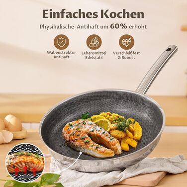 Сковорода BLAZANT індукційна 20/24/28 см, тришарова нержавіюча сталь, антипригарне покриття, набір, керамічна, з нержавіючою ручкою, без PFAS PFOA/PTFE, для духовки, підходить для індукційних плит