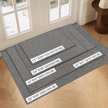 Килимок для дому LEKEEPGO 43 x 75 см, сірий, антиковзаючий, миючий, для входу, поглинаючий бруд