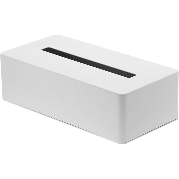YAMAZAKI 4215 TOWER Tissue Box Holder Minimalist Design, Steel Alloy, White, 26.5 x 13.5 x 7.5 cm (LxBxH)