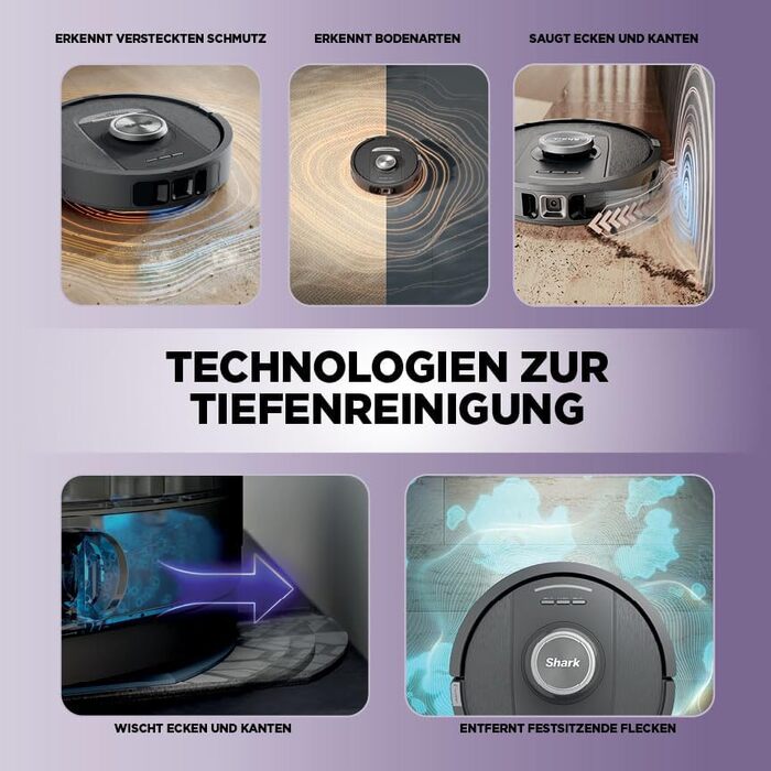Робот-пилосос Shark PowerDetect 2-в-1 з функцією миття, NeverTouch Pro, самостійне очищення до 60 днів, LiDAR-навігація, NeverStuck, керування через додаток, RV2800ZEEU, 2 щітки, Anti-Micro Pads, 1 капсула
