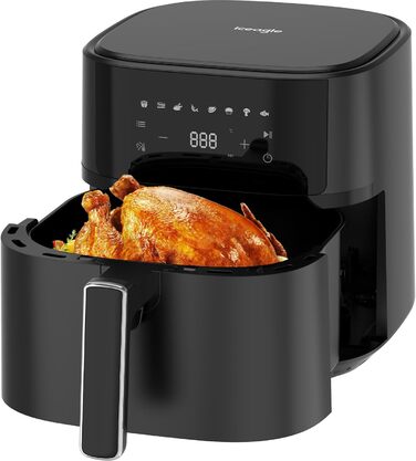 Iceagle Hot Air Fryer 6.5L Airfryer XL - 1700W Air Fryer | Hot Air Fryer Air Fryers without Oil | Hot Air Fryer with 8 Programs, Digital LED Touchscreen, Timer, Black 6.5L