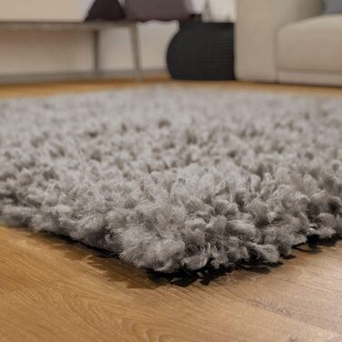 Килимок для вітальні TT Home з високим ворсом, штучний, сірий, 60x100 см