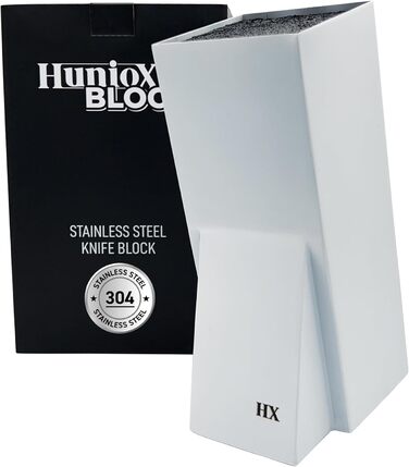 Huniox Блок для ножів з щетиною, універсальний порожній тримач для ножів з нержавіючої сталі, сріблястий