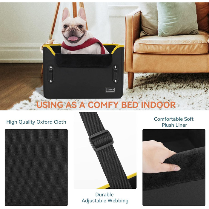 Автокрісло для собак Petsfit - чорне, з кріпленням для безпечного транспортування