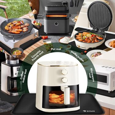 Термостійкий килимок для захисту від нагрівання 60x40 см, вогнестійкий килимок для кухонних стільниць, силіконовий килимок, неслизький та водонепроникний для аір-фрі, кавомашини (50x30 см, чорний)