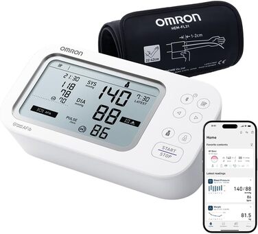 Тонометр OMRON X7 Smart AFIB: автоматичний, з визначенням фібриляції передсердь, клінічно перевірений, для діабетиків, з додатком для смартфона, 22-42 см