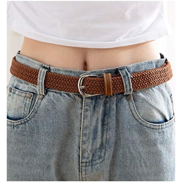 Жіночі еластичні пояси Chalier, 2 шт. в наборі, плетіння, чорний та темно-синій, універсальний розмір. Додаткові кольори: темно-синій та білий (коричневий та темно-синій)