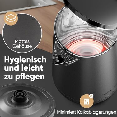 Електричний чайник ProfiCook PC WK 1290: 1,5 л, 2200W, подвійні стінки, нержавіюча сталь, збірна база з обмоткою кабелю