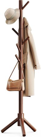 Pipishell Coat Rack, Clothes Rack, Garment Rack, Tree-Shaped Wardrobe, 3-Height Adjustable, for Clothing, Hat and Handbag, for Living Room, Bedroom or Office, With 8 Hooks, (Brown)