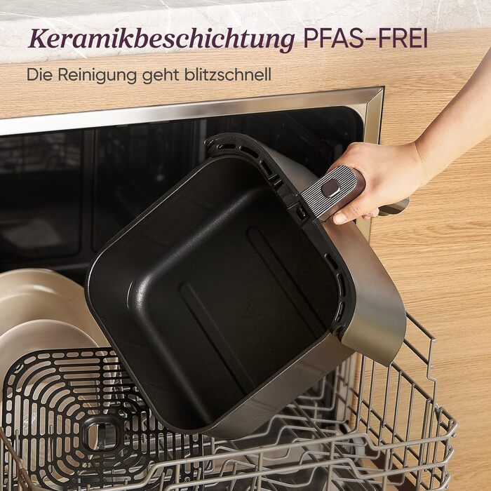 Фритюрниця Cosori Turboblaze з керамічним покриттям, 9-в-1, об'єм 6л, XXL, тихий DC мотор, 87 рецептів, колір: вугільний сірий