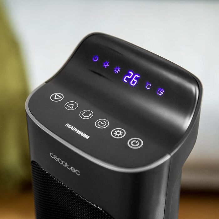Керамічний обігрівач Cecotec ReadyWarm 6250 Sky Style. 2000 Вт, 3 режими, термостат, осциляція 90°, захист від перекидання та перегріву, для площі до 25 м², з пультом ДУ та сенсорним екраном