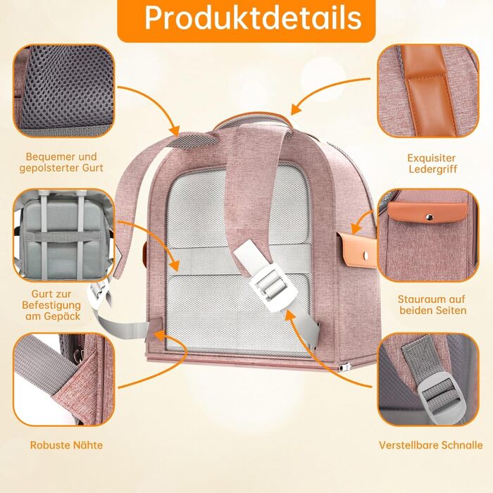 Розширюваний рюкзак для кота - рюкзак-переноска для тварин з дихаючим 4D-сіткою, для собак та котів до 12 кг (Рожевий)