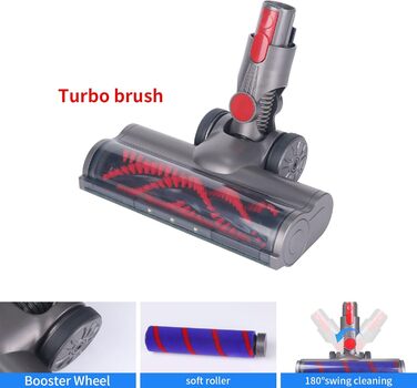 Насадка для пилососа Dyson V7 V8 V10 V11 V15: м'яка щітка-ролик та турбощітка з LED-підсвічуванням для твердих підлог