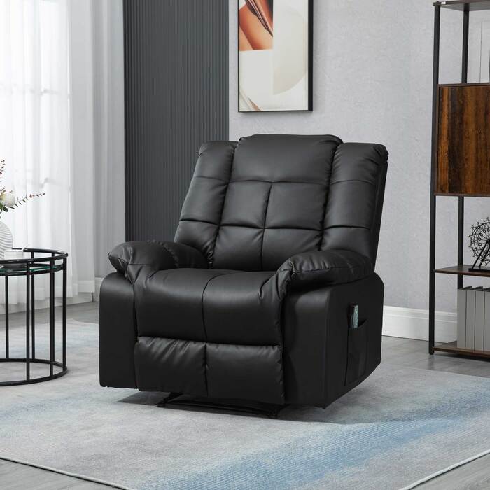 HOMCOM Recliner Chair, Faux Leather, 160 kg Weight Capacity, Electric Stressless Style Recliner, Black