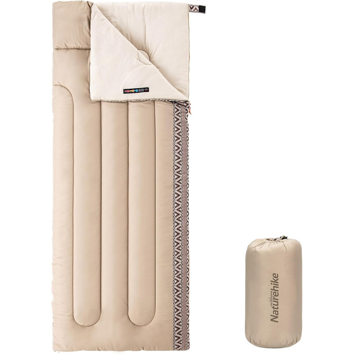 Спальний мішок Naturehike для дорослих та дітей: водовідштовхувальний, легкий, 3-4 сезони, 190 x 75 см, кремовий