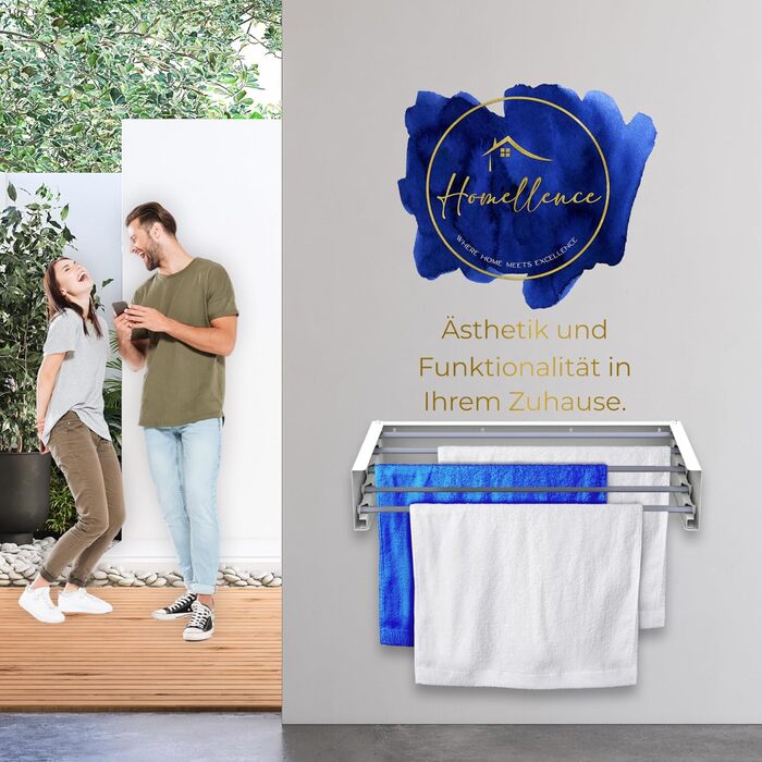 Настінна сушилка для білизни Homellence - розтяжна, 3,50 м, біла