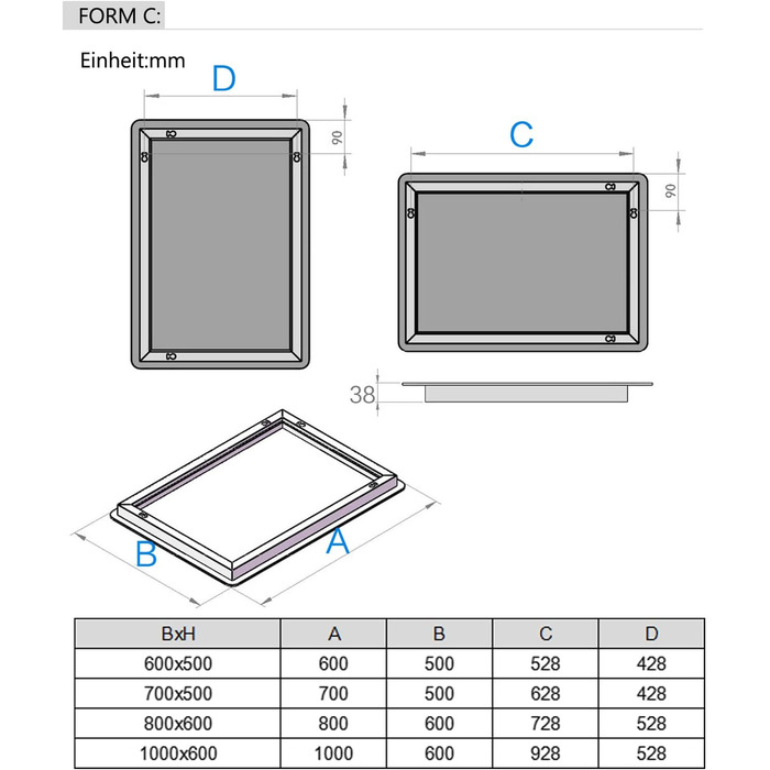 LED дзеркало для ванної кімнати LISA 70x50 см з підсвічуванням, сенсорне регулювання, антизапар, 3 кольори світла