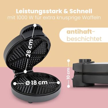 Clatronic® Heart-Shaped Waffle Maker with 7-Inch Non-Stick Plates - 1000W