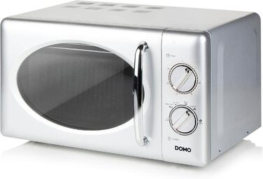 Мікрохвильова піч DOMO DO3125 Retro, 25L, 900W, білий/сріблястий, 6 рівнів потужності, таймер до 30 хв, функція розморожування, звуковий сигнал