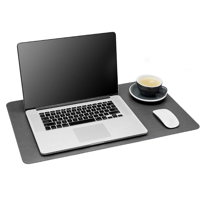 Шкіряний килимок для столу Gallaway DeskPad, захисний підкладник для миші та клавіатури з PU-шкіри, сірий, 61 x 35.6 см
