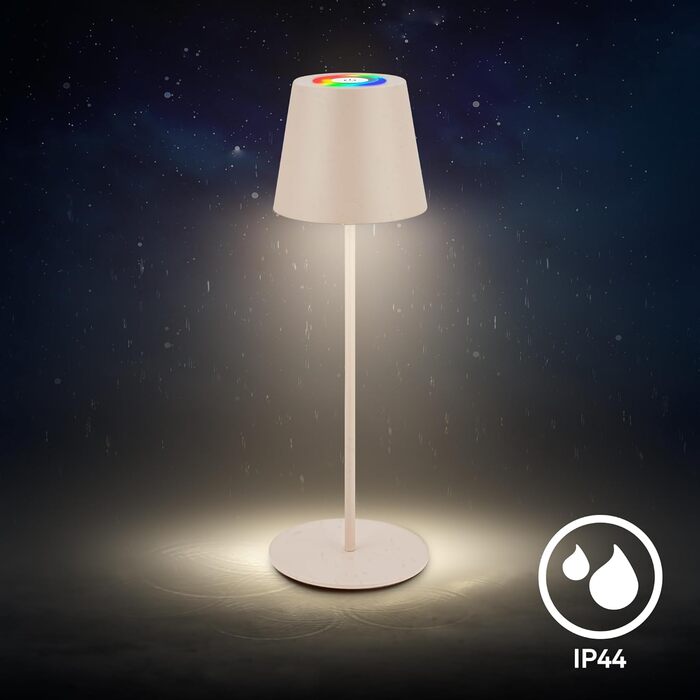 LED настільна лампа BRILONER з сенсорним керуванням, диммуванням, регулюванням висоти, акумулятор, для дому та кемпінгу, 36x10,5 см, тепле світло (RGB + тепле світло + зарядний пристрій), бежевий