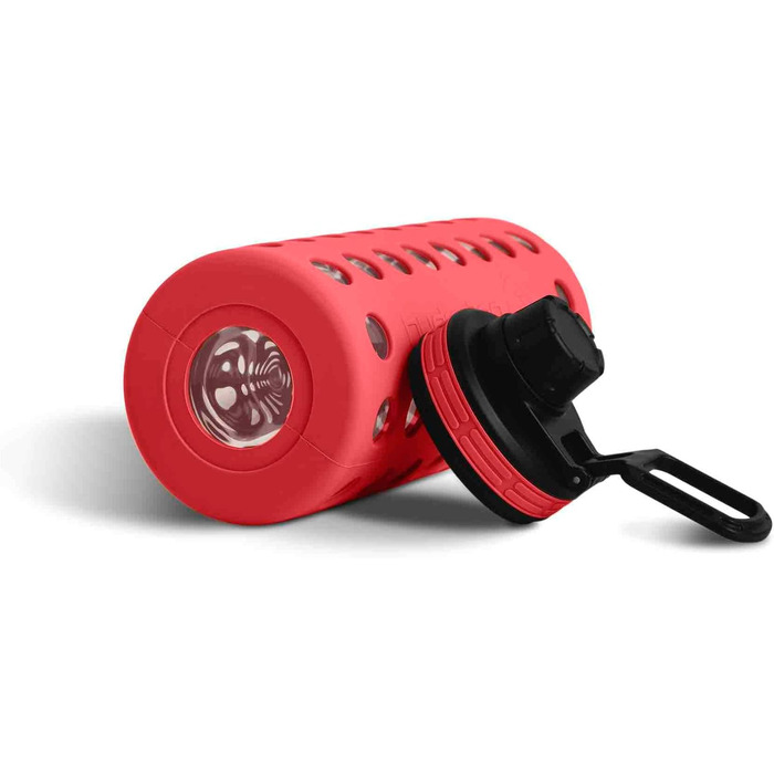 Пляшка для води Hydro2Go Glas Urban Red 2.0 950 мл з силіконовим чохлом та соломинкою, BPA-free, герметична, для посудомийної машини
